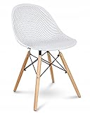 ZOLTA Moderner und Bequemer Küchenstuhl - Stuhl mit Holzbeinen - Höhe 86,5 cm - Weißer Durchbrochener Küchenstuhl - EIN Langlebiges und Stabiles Möbelstück für das Esszimmer