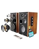 MAJORITY D100 Bluetooth Lautsprecher Boxen für Stereoanlage | 100W Regallautsprecher | Xtra BASS Aktivlautsprecher | HDMI ARC Speaker | Premium-Holz Regal-Lautsprecher | Studio HiFi Lautsprecher
