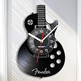 Viiluuxr Vinyl Schallplatten Uhr 30 cm Wall Clock Musikinstrumente Gitarre Kunsthandwerk Ausgefallene Wanduhren Analoge Wanduhr ohne Tickgeräusche Musikzimmer Deko Wohnzimmer Vintage Kunsthandwerk.