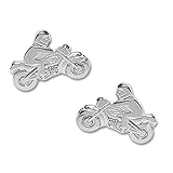 Clever Schmuck Silberne kleine Ohrringe Motorradfahrer 8,5 x 6 mm als Ohrstecker Paar rechts und links glänzend 925 STERLING SILBER 925
