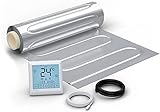 WARMON© elektrische Bodenheizung Set für Laminat: Alu Heizmatte AZ-150 (150 W/m²) mit Thermostat MCS 350 WIFI Touch (12.0 m²)
