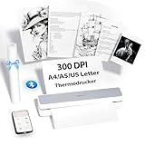 iDPRT MT610 Tragbarer Thermodrucker,Mobiler Drucker A4 für Unterwegs,A4 Kompatibel mit Windows,iOS,Android, 300dpi Monochromer Reisedrucker für Hause, Lernen, Schwarz