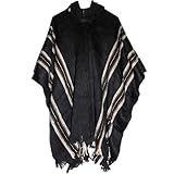 Gamboa - Alpaka Kapuzenponcho - Poncho für Herren - Handgemacht Poncho, Dunkelgrauer, Einheitsgröße