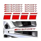 JNNJ 12PCS Sport-Logo-Emblem-Streifen, Auto Reifen Buchstaben Gummi Aufkleber, Reflektierende Aufkleber für Autofelgen, Felge Sicherheit Zubehör (Rot)