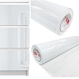 DecoMeister Möbelfolie selbstklebend 100x250 cm | Einfarbig Klebefolie für Möbel | Klebefolie Möbel - einfache Anwendung, ideal für die Renovierung von Küche oder Bad | Möbelfolie | Weiß Hochglanz