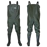Wathose Herren Anglerhose mit Stiefel Gr 38-47 wasserdichte Watthosen Teich Fischer Watstiefel Hose (47)