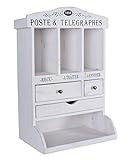 Shabby Chic Wandregal „Maison Provence“ in Altweiß. DREI Fächer, Ablage & Schubladen im französischen Landhausstil. EIN stilvolles Antik-Möbel für jeden Raum! mxa088 Palazzo Exklusiv