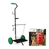 Relaxdays Gas Transportwagen, Transportkarre für 5 & 11 kg Gasflaschen, Propan, Vollgummireifen, Stahl, schwarz/grün