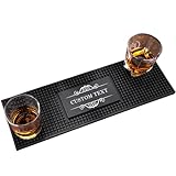 Personalisierbare Barmatte, rutschfeste PVC-Gummi-Barmatte, bunt Bedruckt, individueller Barname, Küchen-Auslaufmatte, Whisky-Untersetzer für Getränke, Geschenke für Barkeeper (Schwarz 1)