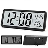 Venchin Digitale Wanduhr Batteriebetrieben: Modern Wanduhr mit Temperaturanzeige, 12/24HR, 20cm Digital Wanduhren Klein für Wohnzimmer, Kinderzimmer, Digital Wall Clock - Schwarz
