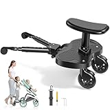 ENERHUB Buggy Board mit Sitz, Trittbrett für Kinderwagen Universal für Kinder von 2 bis 6 Jahren, Flexible Anpassung Kiddy Board, Kompatibel mit den Meisten Kinderwagen, Bearing 25KG