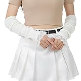 1 Paar Lange Fingerless Gloves Armstulpen Damen Y2k Winter Gestrickte Handstulpen Arm Sleeve Armwärmer Feinstrick Handwärmer Warme Long Fingerlose Handschuhe Stulpen Stricken Pluswärmer für Frauen