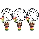 Holibanna 3 Stück Instrument Halsketten Anhänger Musik Afrikanische Trommel Mini Djembe Percussion Hals Schmuck Geschenk (Zufällige Farbe)