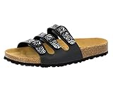 Lico Damen Bioline Flower Pantoletten, Schwarz Silber, 38 EU