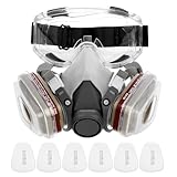 KTCINA Atemschutzmaske mit A1P2 Filter Ultra Gesund komfortabel 20 x 13 x 14 cm Gasmaske Staubfilter und Schutzbrille Chemische Gesichtsschutz Staubmaske für Lackieren Arbeiten Schleifen Feinstaub