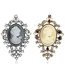 ZAMXHUG 2 Stücke Cameo Brosche, Kamee Brosche, Vintage Cardigan Clips, Vintage Antik Kamee Damen Brosche Pin, für Mantel, Jacke, Kleid, Schal, Dekoration, Zubehör