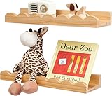 Gieanoo Schwebendes Regal, überbackene Bücherregal Wand Satz von 2 Natürlichen Massiven Kiefer Holz Wandregal Kinderzimmer für Schlafzimmer Kinder, Kleinkind Zimmer, Baby Zimmer(Natürlich,40cm)