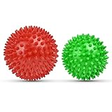 URAQT Faszienball, 2er Set Kleine Igelball Hart, Faszien Massageball mit Noppen, Massagebälle zur Behandlung Von Muskelverspannungen, Igelbälle Massage Ball für Füße Rücken Nacken Hände （Grün+Rot）
