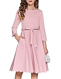 Arshiner Mädchenkleid Prinzessin Herbst Elegant Festliches Kinder Kleid Festzug Kleider Hochzeit Partykleid Cocktailkleid Rosa 120