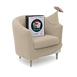 FAVERTI Club-Sesselbezug mit Sitzbezug, sehr elastisch, kompatibel mit den Sesseln von IKEA TULLSTA und BAKLA | Modell Novelle | Beige | hochwertiger Jacquard-Stoff mit Baumwollgefühl