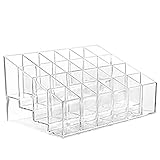 24-Grid Lippenstift Lipgloss Trapezhalter Ätherische Öle Display Ständer Tropfflasche Nagellack Organizers Regal Make-up Kosmetik Pinsel Halter für Zuhause Geschäft Geschäft Checkout (Transparent)