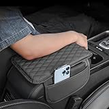 MIOLOE Auto Armlehne Abdeckung,Universal Leder Auto Mittelkonsole Abdeckung Memory Schaumstoff Armlehne Abdeckung Kissen mit Organizer Taschen Auto Innenraum Zubehör (Schwarz, Standard)