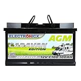 ELECTRONICX AGM Deep-Cycle-Batterie 12V 100Ah C100 Caravan Edition – Wartungsfrei, Auslaufsicher, Vibrationsbeständig für Camping, Boot, Notstromversorgung und Off-Grid-Systeme