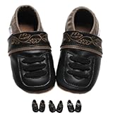 Schwarze Baby Haferlschuhe. Trachtenschuhe mit Brauner Stickerei für Jungen zur Lederhose Gr. 16/17