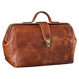 STILORD 'Percy' Arzttasche Leder Vintage Arztkoffer Doktortasche Business Handtasche Hausbesuch Echtleder, Farbe:kara - cognac