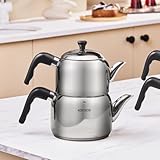 Karaca Nero Teekanne Midi, Schwarz – 2-teiliges Teekessel-Set, 1,35 L Teekanne + 1,95 L Wasserkessel, für 12 Tassen