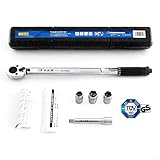 S&R Drehmomentschlüssel 28-210 Nm SET: 1/2' Drehmoment-Schlüssel 475 mm mit 1/2' Verlängerung 125 mm und 3 Stecknüssen 17mm, 19mm, 21mm ; Bruchfest Reifenschlüssel Steck-Einsätze Nüsse