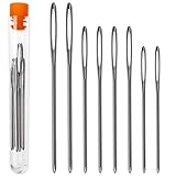 Stumpfe Stopfnadeln mit großem Öhr, 8 Pack, mit Größen 53, 60 und 70 mm, abgerundete Spitze, angenehme Federsteifigkeit, Handnadeln, Wollnadel, Smyrna-Nadel ohne Spitze, Vernähnadel Aufbewahrungs-Box