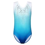 ZNYUNE Kinder Mädchen Gymnastik Trikot Gymnastikanzug ärmellos Klassisch 182 Blue 12A