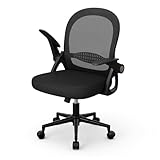 rattantree Ergonomischer Bürostuhl, Schreibtischstuhl mit Atmungsaktiver Rückenlehne, Höhenverstellbarer, Netzstuhl mit Hochklappbaren Armlehnen, Computerstuhl, 360° Drehstuhl für Büro, Zuhause