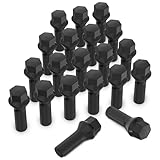 20 Stück MIKKUPPA Radschrauben Radbolzen M12x1,5 - Schaftlänge: 28mm,Kegelbund 60°,Schlüsselweite :17mm (Schwarz)