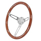 Vintage Lenkrad , Holzlenkrad 380 Mm Durchmesser die Montage Im Nostalgie Stil , Universeller Walnussgriff Automodifikationen(Braun) , Fahrzeugumbau/Nachr¨¹stung/Performance