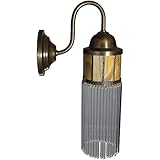 Wandlampe Lampe Wandleuchter Messing Glas Art Deco Jugendstil Glamour Antik Berstein 34 x 10 x 19 cm