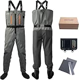 Goture Wathose Herren wasserdichte, Verbessertes atmungsaktives Gewebe, wasserdichte Wathose zum Angeln mit wasserdichter Tasche, Jagd, Wathose mit Gürtelzubehör