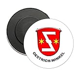 RUNDER MAGNET. SCHILD OESTRICH WINKEL HESSEN DEUTSCHLAND