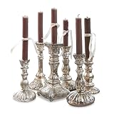 Loberon Kerzenständer Set Adolpha - Kerzenhalter Stabkerze - Deko Weihnachten - Aus Glas - Antiksilber - Unterschiedliche Größen - 6 Stück