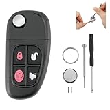 4 Tasten Fernbedienungs Schlüsselgehäuse Für Jaguar XJ XJR X-Type S-Type mit Batterie CR2032 und Pin Entfernung Werkzeug Schraubendreher Schlüsselring