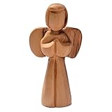 Junker Kirchenbedarf Skulptur Engel - Statue aus Olivenholz - Engel handgeschnitzt in Bethlehem, 9cm