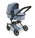 Bayer Chic 2000 - Puppenwagen Mika, 2in1 Kombipuppenwagen für Kinder von 4 bis 8 Jahren, Jeans blau