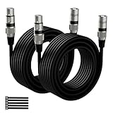 Mygatti XLR-Kabel Mikrofonkabel 5m(2 pack,schwarz),Stecker auf Buchse,3 polig abgeschirmt ausbalanciert Patchkabel,mit EMI-und RFI-Unterdrückung,Kompatibel mit Verstärker,Lautsprecher+5 Kabelbinder