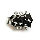 eeddoo® Gürtelschnalle - Gitarre schwarz - Music Guitar Buckle (für Wechselgürtel für Damen und Herren | Belt Frauen Männer Musik Rock n Roll Pop Heavy Metal Oldschool Metall Western Trucker)