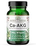 Source of Nature® | 500mg Ca-AKG | 60 Kapseln | Premium Calcium-Alpha-Ketoglutarat (CaAKG) | 1000mg Ca AKG pro Dosis | Keine unerwünschten Zusatzstoffe | Marke aus Dänemark | Von Dritten getestet