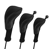 Number-one Golfschlägerhauben für Fairway-Hölzer, Driver-Hybrids, 3 Stück, Langer Hals, Netz, Golfschläger-Set mit baren Nummern, 3, 4, 5, 6, 7 x (schwarz)