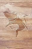 SHARK CARVED WOOD: journal, lined, 120 pages, 6x9 inches, matte finish cover, notebook, diary gift, no bleed