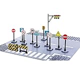 Straßenschilder Set, City Verkehrszeichen Set für Bauplatten, Bausteine Ampel Spielzeug, Verkehrszeichen Lernspielzeug für Kinder