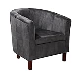 Riess Ambiente Design Lounge Sessel Hemingway dunkelgrau Samt Armlehnen Cocktailsessel Loungesessel Samtsessel Armlehne grau